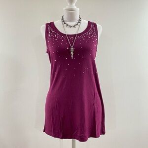 5/$25 Sleeveless Burgundy Top with Embellishments